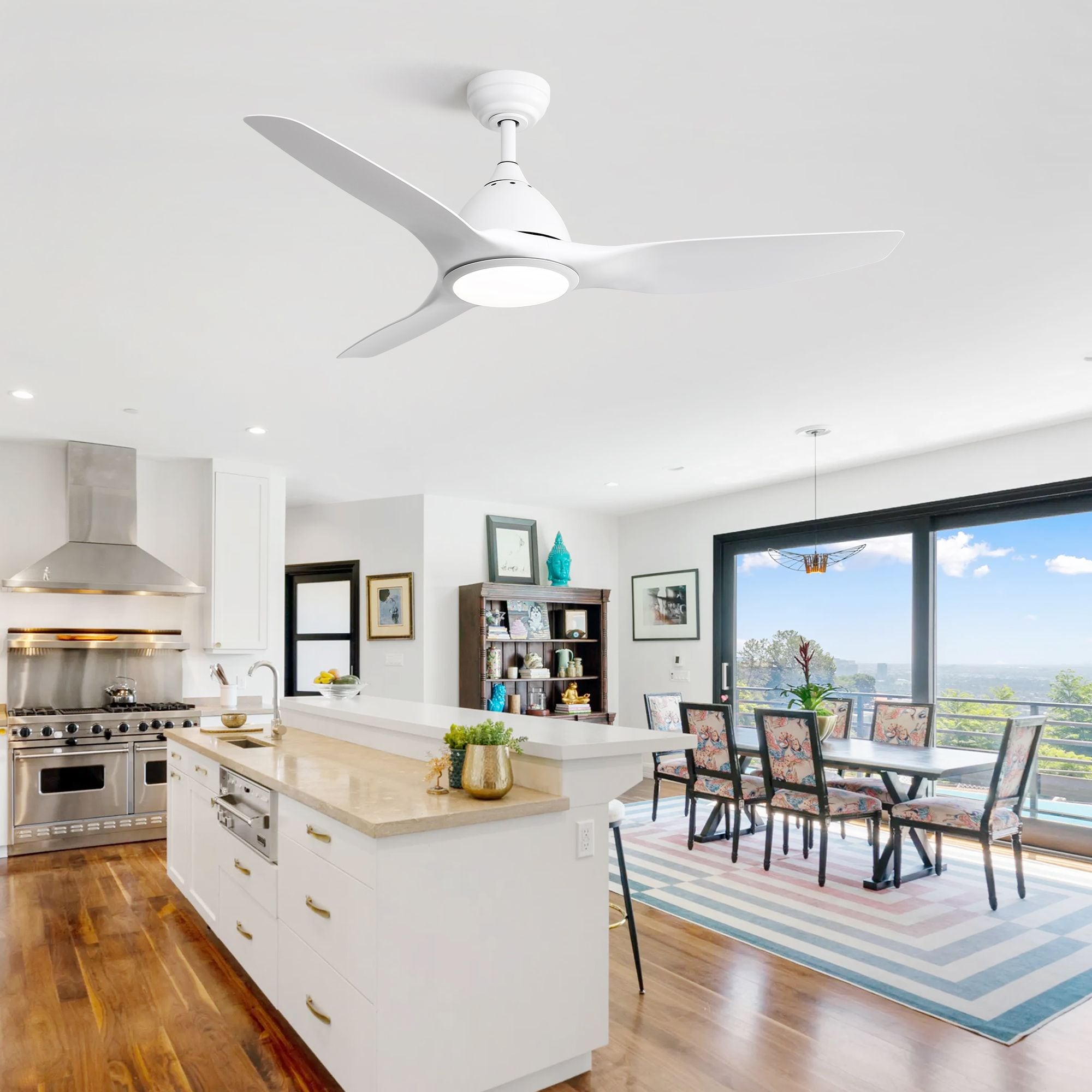 HomLux 52 Inch Modern Ceiling Fan with 22W LED Light 3 ABS Fan Blades DC Motor White Ceiling Fan for Indoor #LW-W882P244710