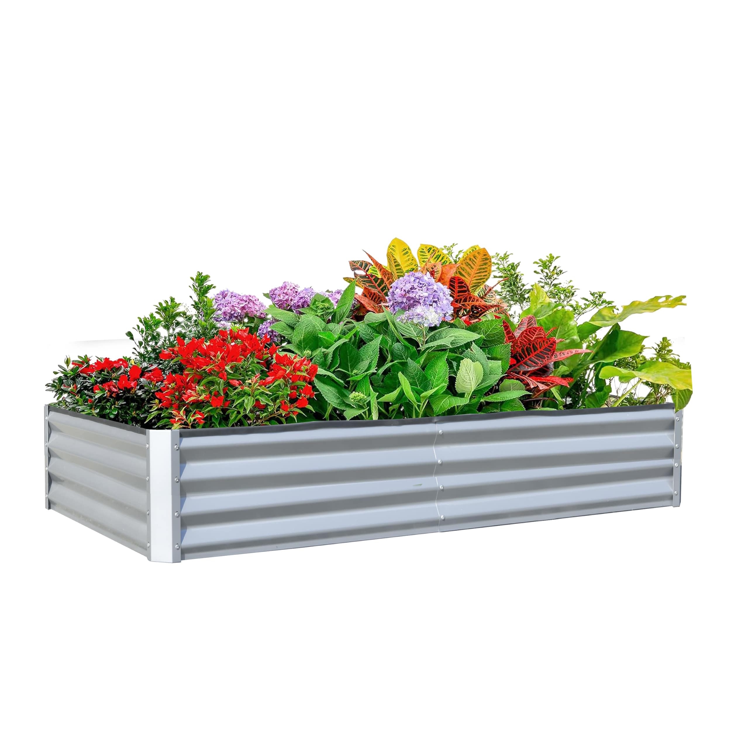 AHIOU HOME ZAAHG-P197955GB 29-cu ft 47.25-in W x 94.49-in L x 11.81-in H Silver Galvanized Metal Raised Garden Bed