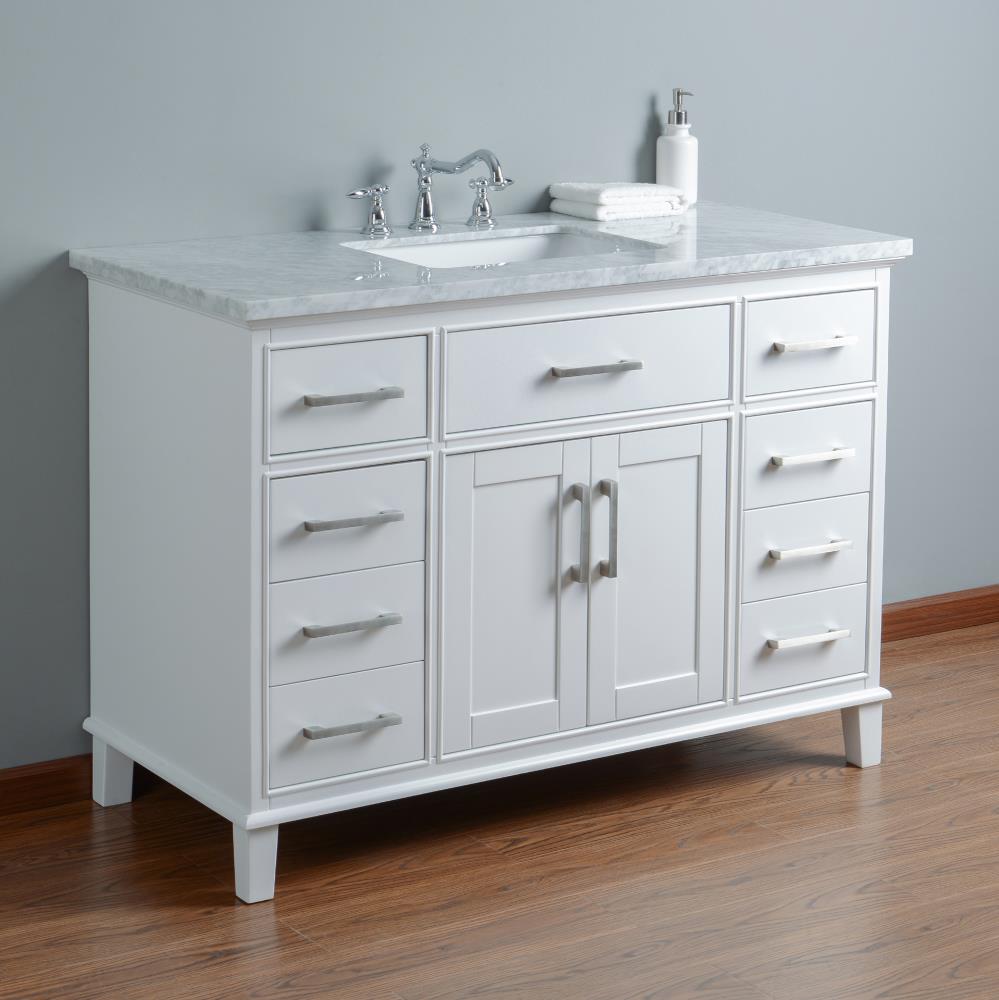 Stufurhome 48-in White Undermount Single Sink Bathroom Vanity with ...