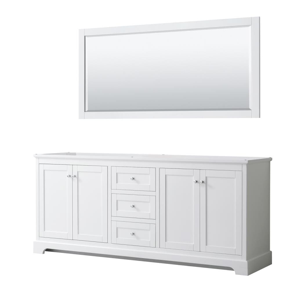 Wyndham Collection WCV232380DWHCXSXXM70 Avery 80-in White with Polished Chrome Trim (Mirror Included)