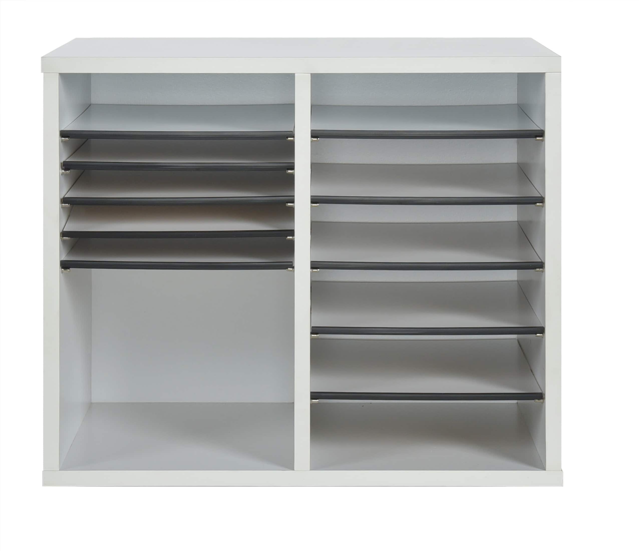 White Medium-Density Fiberboard Adjustable 12 Compartment Organizer