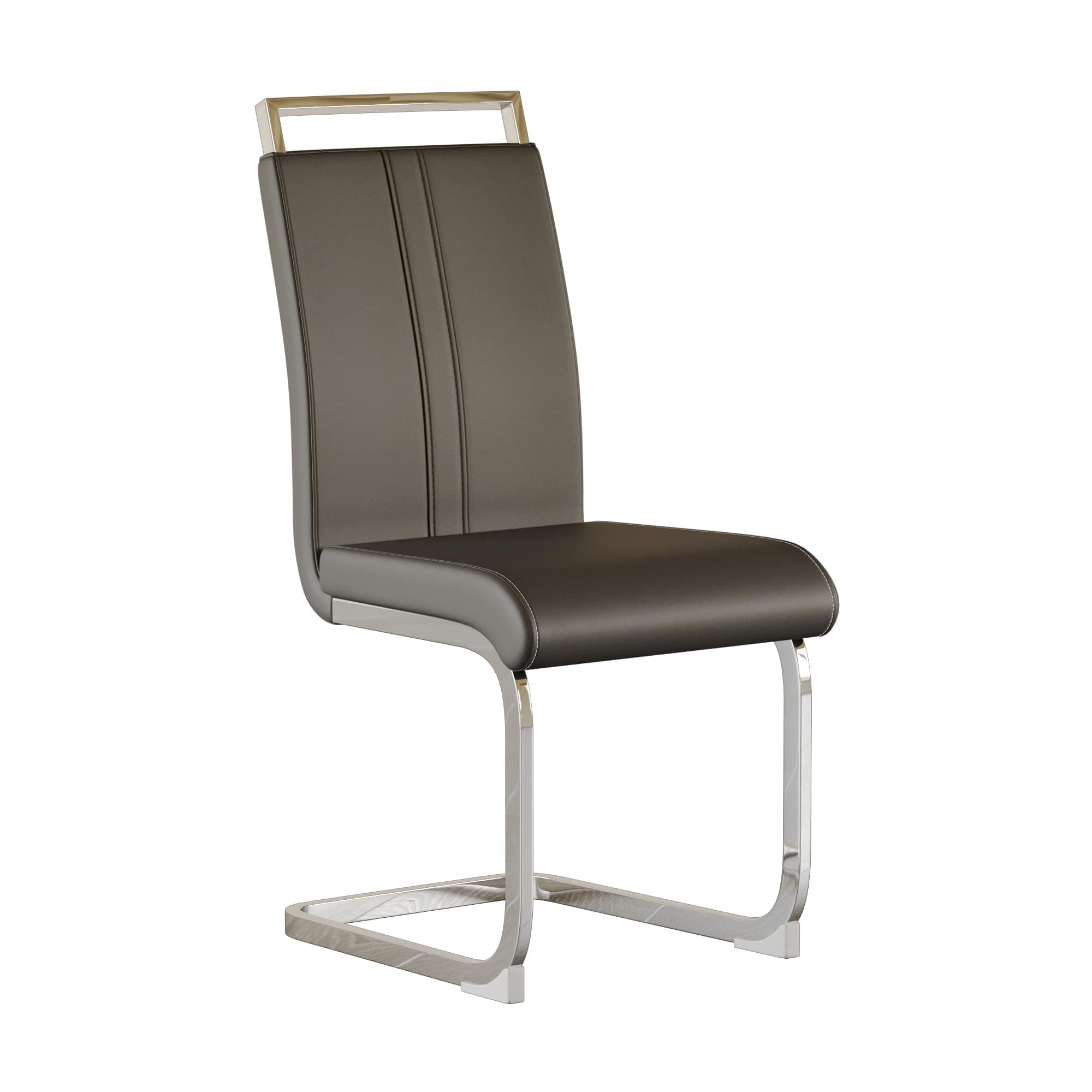Vynxaria Gray PU Leather High Back C Shaped Plated Metal Leg Upholstered Dining Side Chair Set of 4 Cotton one_size | LEXY4011DJCFYCY059