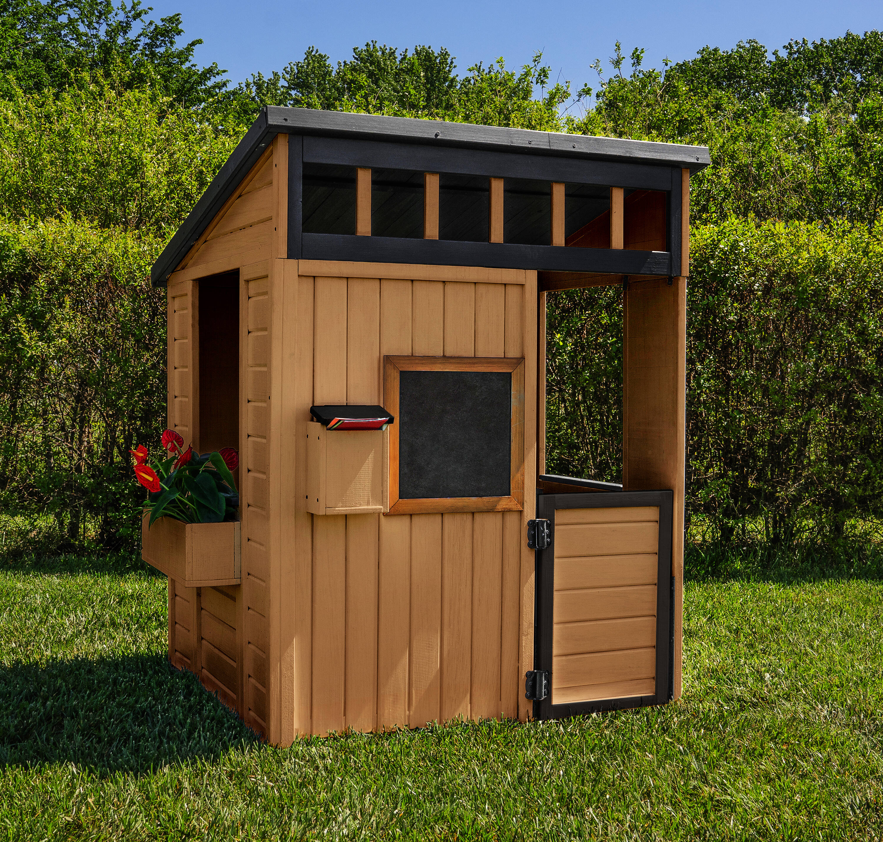 Caraway Cottage Cedar Wood Kids Outdoor Playhouse with Kitchen