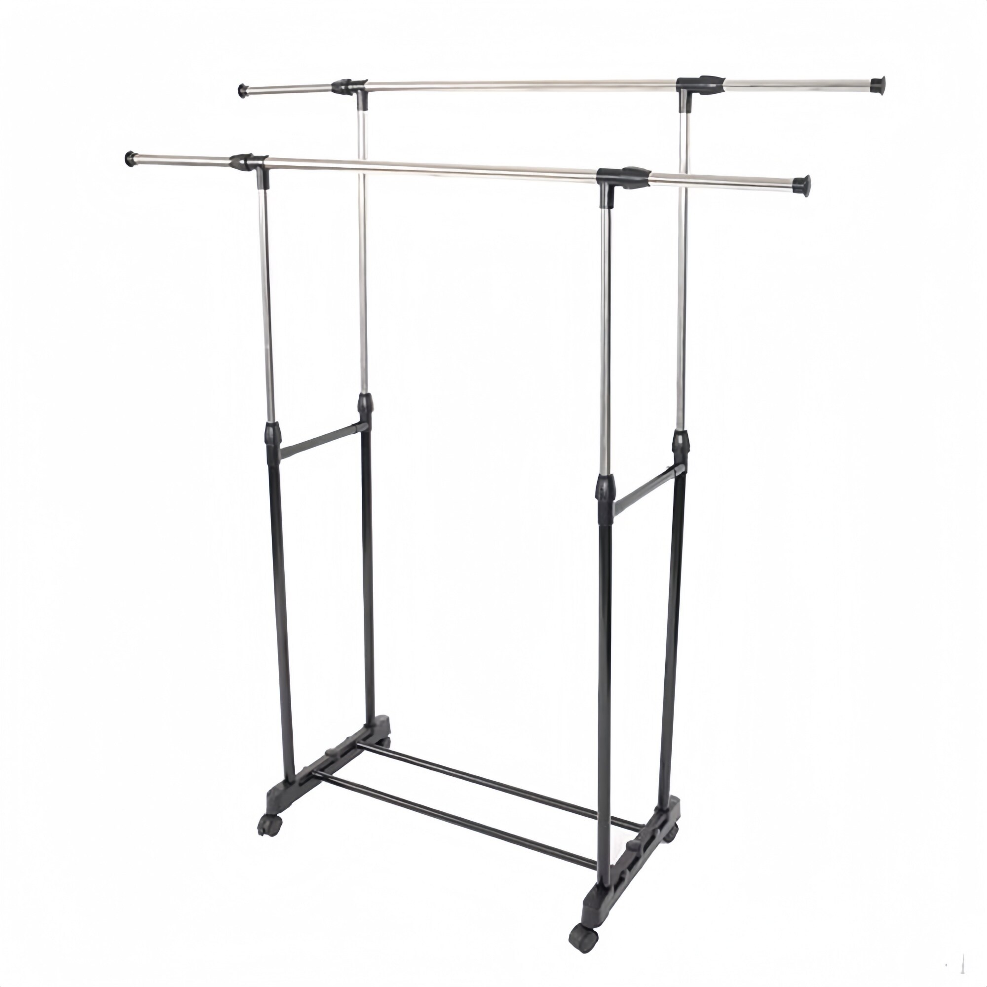 Numhew 31.5in L 16.9in W 2-Bar Stretching Black Silver Clothes Rack ...