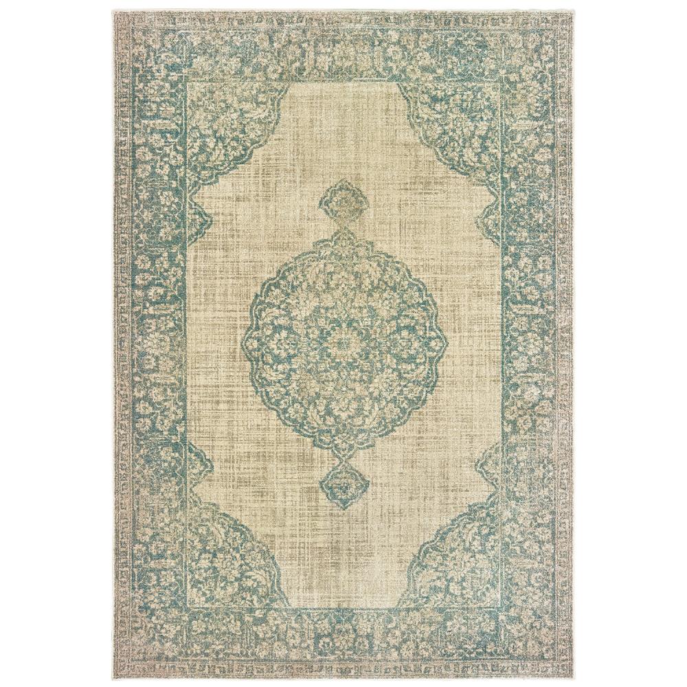 Archer Lane 099RALJ56L Erindale 7 x 10 (ft) Polypropylene Teal Rectangular Indoor Distressed/Overdyed Oriental Area rug