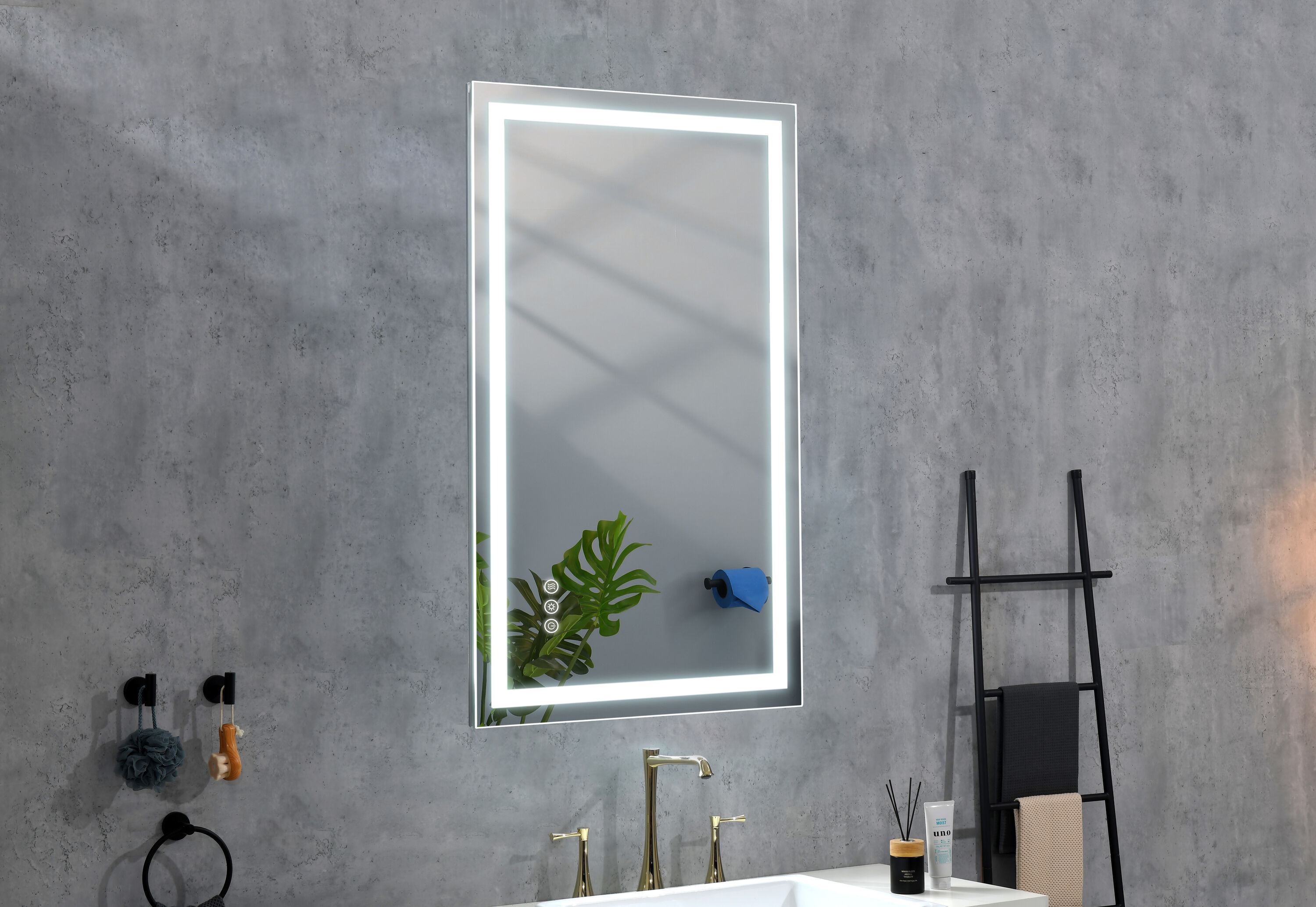Tinyhomie 40 x 28 Inch LED Bathroom Mirror with Front and Backlight Dimmable Anti Fog