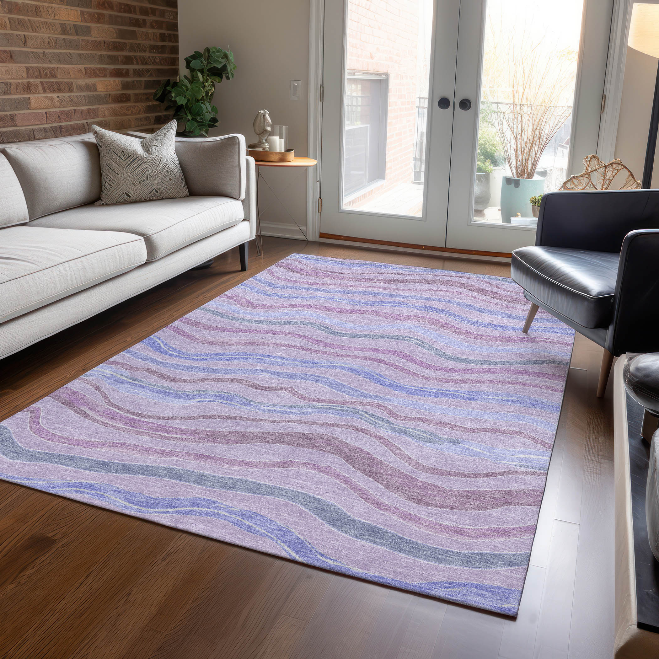 Addison Rugs ACN1584LV8X10 Chantille ACN1584LV 8 x 10 (ft) Polyester Lavender Rectangular Indoor/Outdoor Geometric Machine washable Area rug