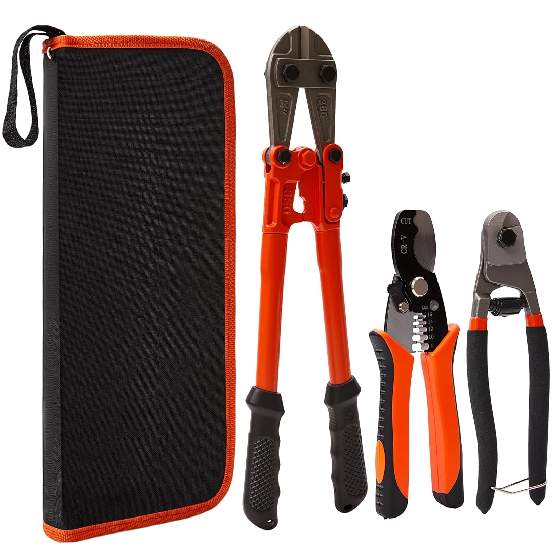 Aoibox  3 Piece Bolt Cutter Set with 14 in Wire Cutter 8 in Mini Cutter 7 in Cable Cutter and Bag