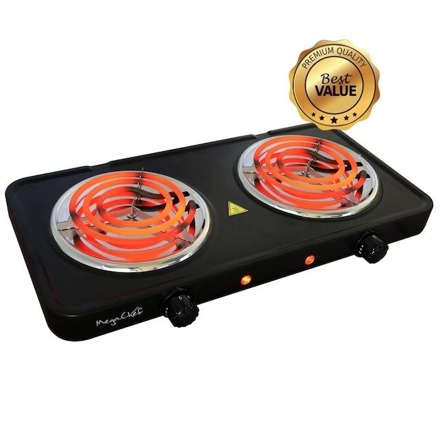 MegaChef 11-in 2 Elements Coil Black Stainless Steel Electric Cooktop in  the Electric Cooktops department at