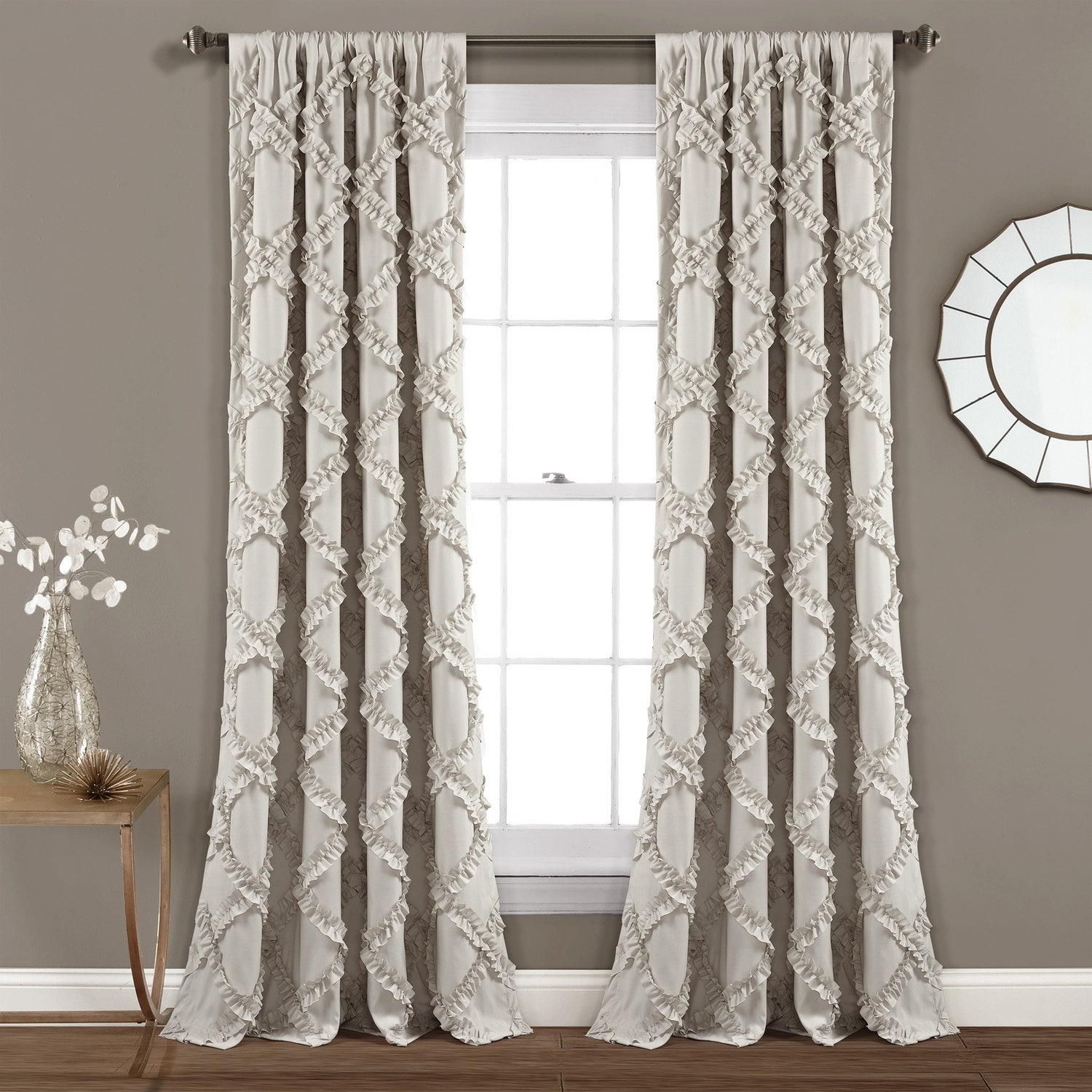 Lush Decor 16T006225 84-Inches Neutral Rod pocket Curtain panel pair