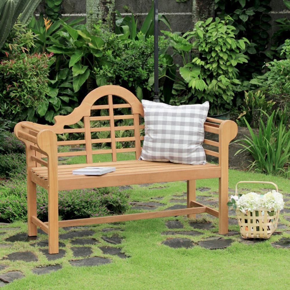 Cambridge Casual 140752-TW-XX-XX-XX Lutyens 54.25-in W x 39-in H Natural Teak Teak Garden Bench