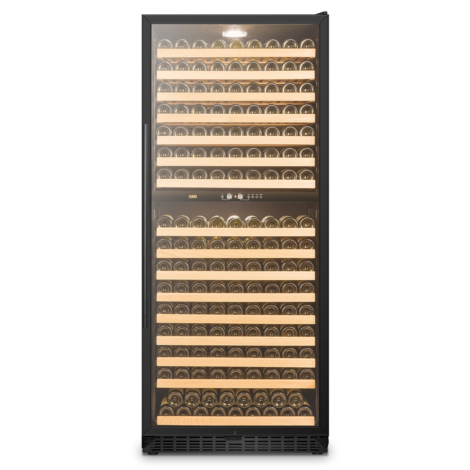 LANBO 29.5-in W 33-Bottle Capacity Black, Stainless Stain Dual Zone Cooling  Built-In /freestanding Wine Cooler in the Wine Coolers department at