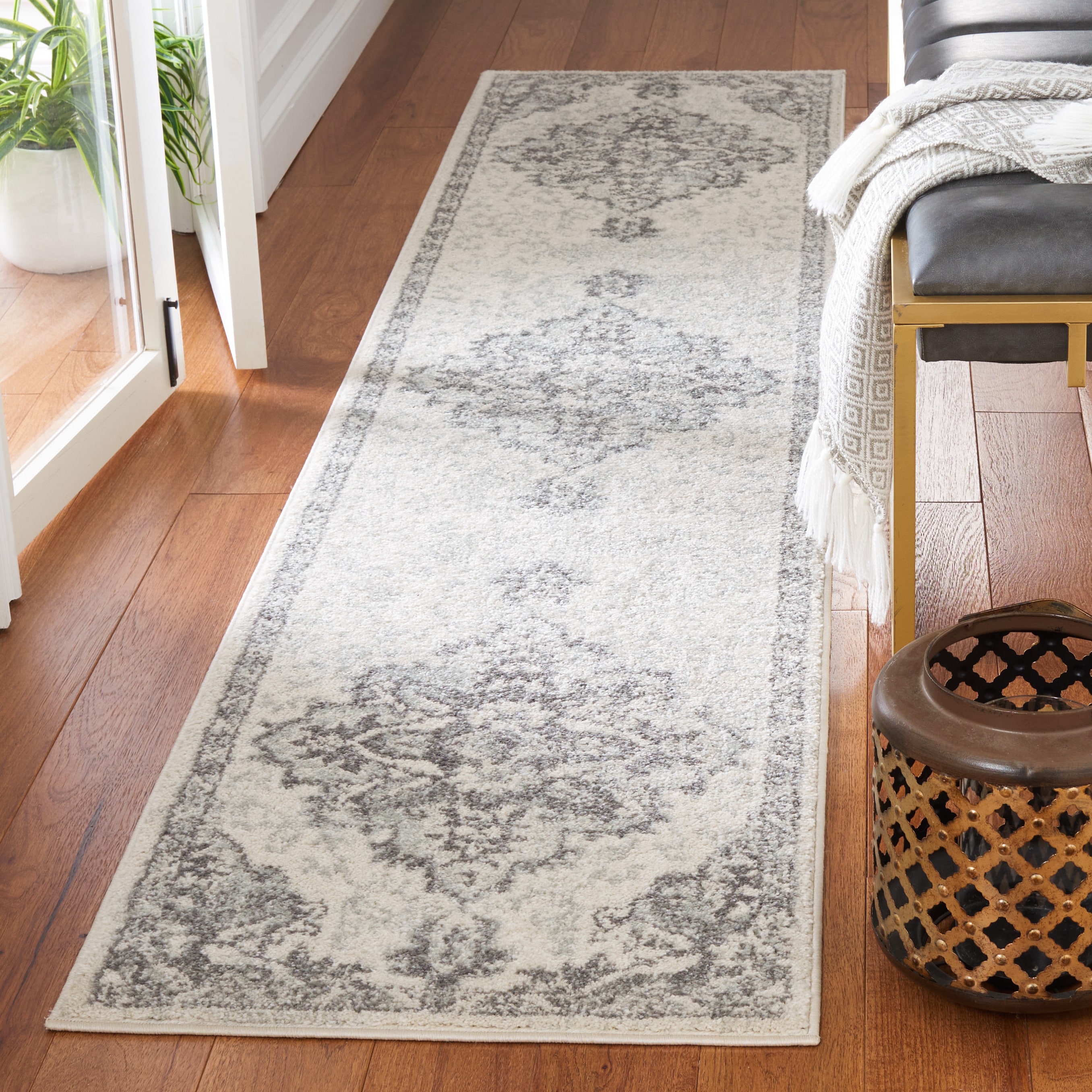 Tulum 278C Ivory Grey 2 x 9 Rectangular Runner rug