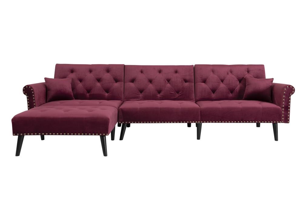 Clihome Luxury L Shape Reversible Futon, Luxury Sectional Sleeper Sofa