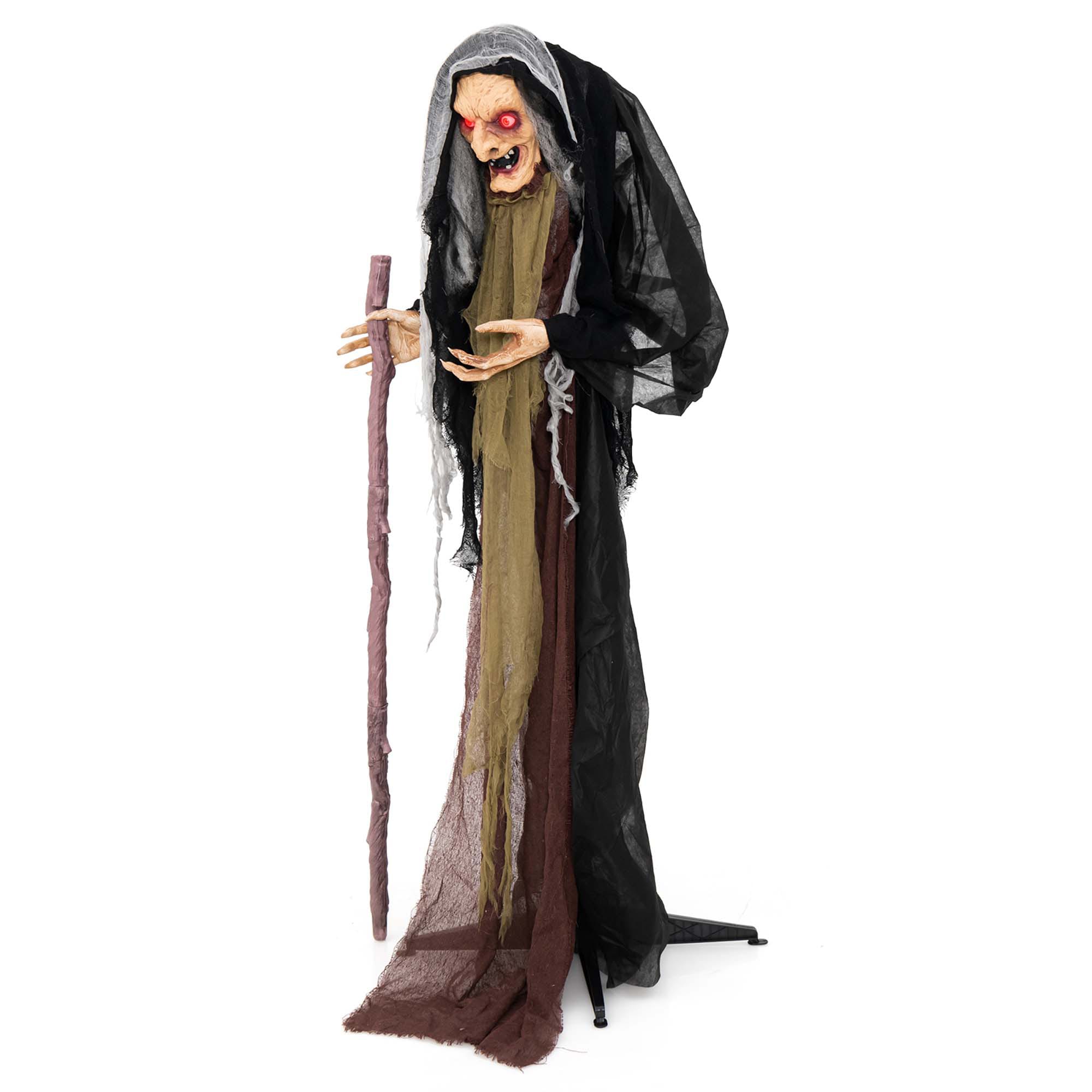 Costway LWS00686 60-Inches Freestanding Talking Lighted Witch Figurine Life size statue
