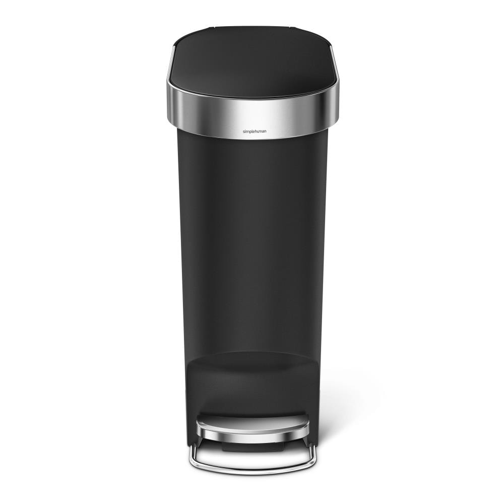simplehuman 10.6-Gallons Black Plastic Kitchen Trash Can with Lid Outdoor  in the Trash Cans department at