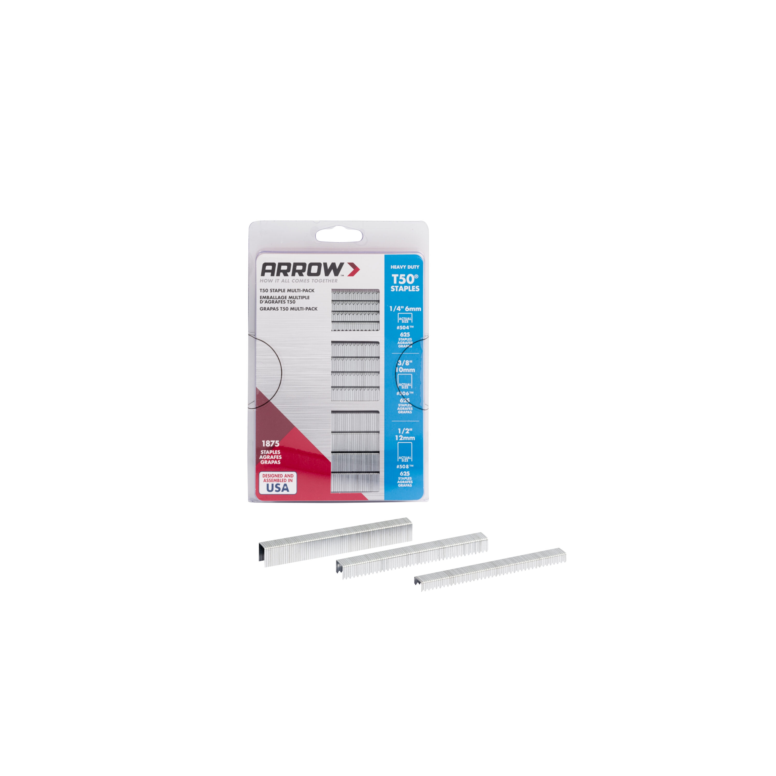Arrow 50MP 1/4-in 3/8-in 1/2-in Leg x 3/8-in 20 -Gauge Heavy-duty staples 1875 -Per Box