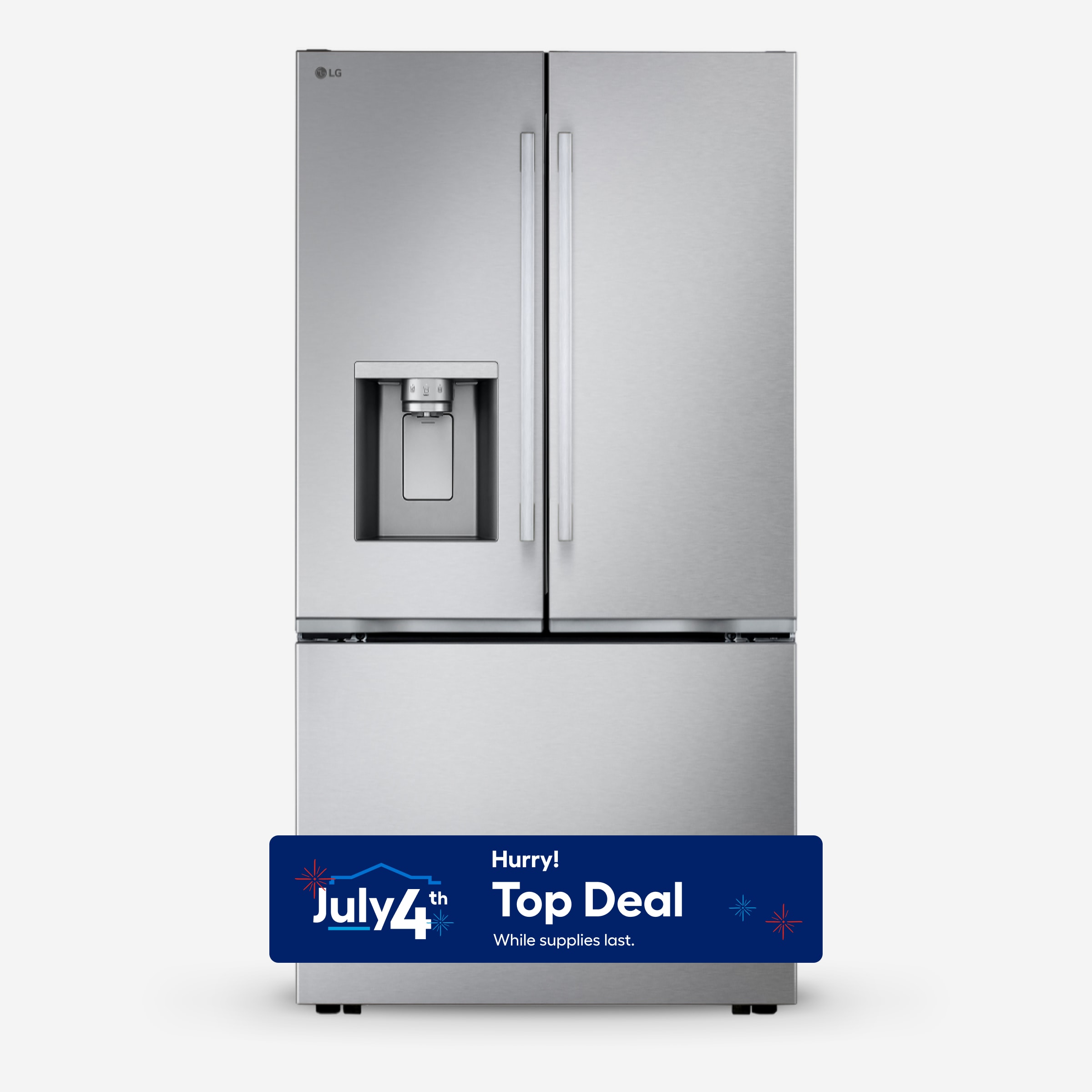 LG Counter-Depth Zero Clearance 23.7-cu ft 3 -Door Smart Compatible French Door Refrigerator with Dual Ice Maker with Water and Ice Dispenser ( PrintProof Stainless Steel ) ENERGY STAR Certified #LF24Z6530S