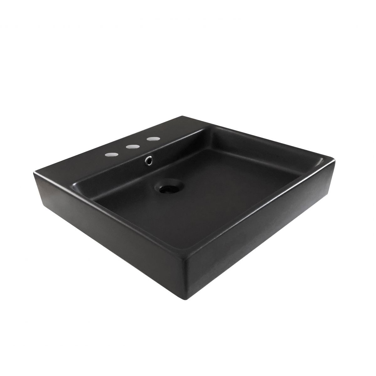 WS Bath Collections SIMPLE 50.50B.03 BM Simple Ceramic Vessel Square Modern Matte Black Bathroom Sink ( 19.7-Inches x 19.7-Inches )