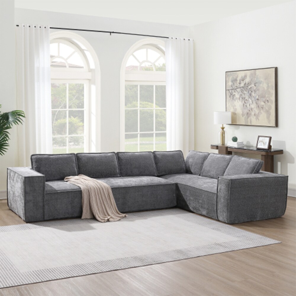 ModernLuxe N723S9685E Minimalist Style Modular Sectional Sofa6 Seat Wrinkleresistant Chenille Couch Set2 PC Free CombinationModern LShaped Cloud Sofa Set for Living RoomNo Assembly Require3 Colors