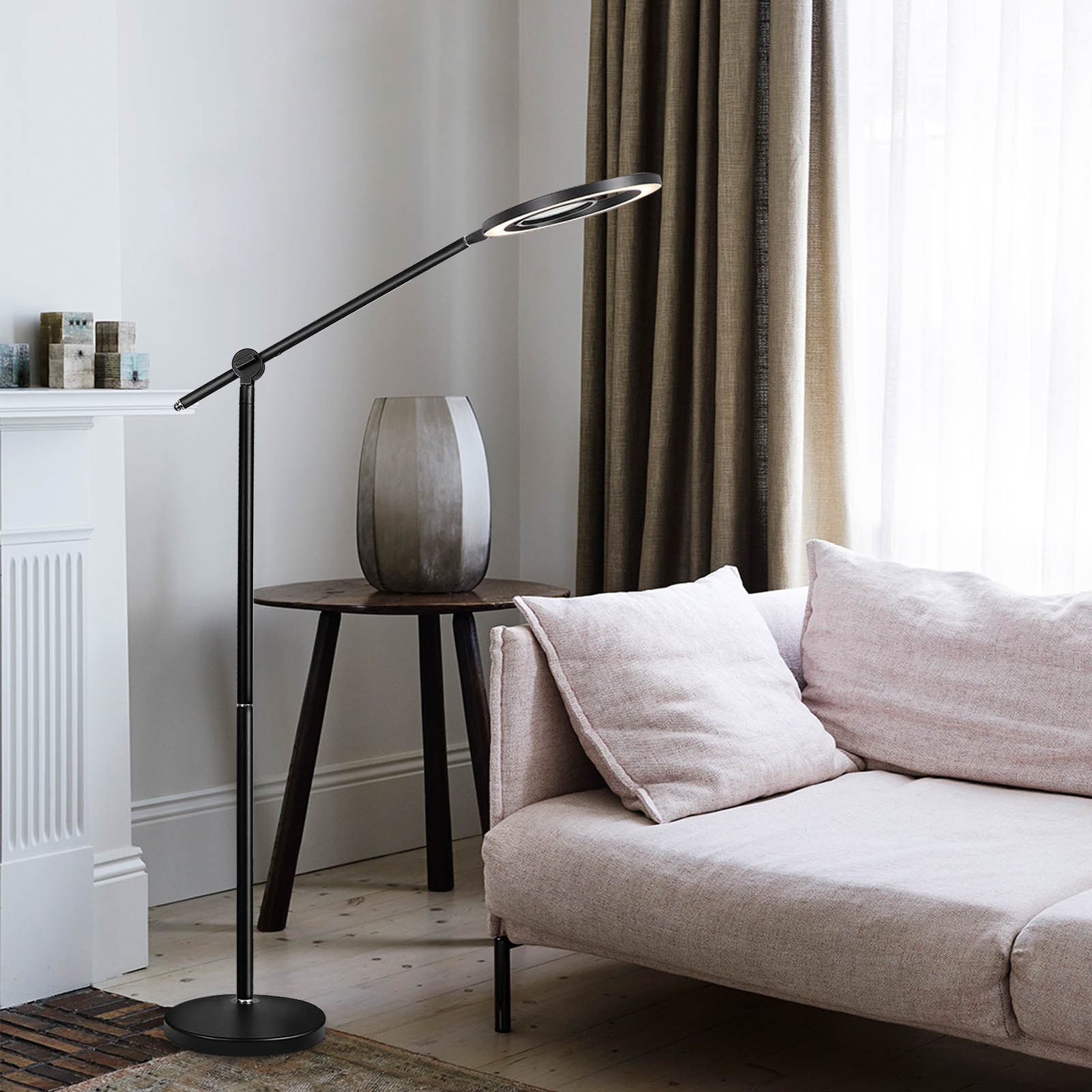 Lamqee 74 In Black Swing Arm Floor Lamp In The Floor Lamps Department At 4447