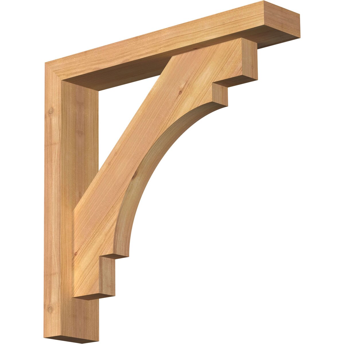 Ekena Millwork 1463112 Merced Block Smooth Bracket with Offset Brace 3-1/2-in x 18-in x 18-in Western red cedar Brown Wood Standard bracket