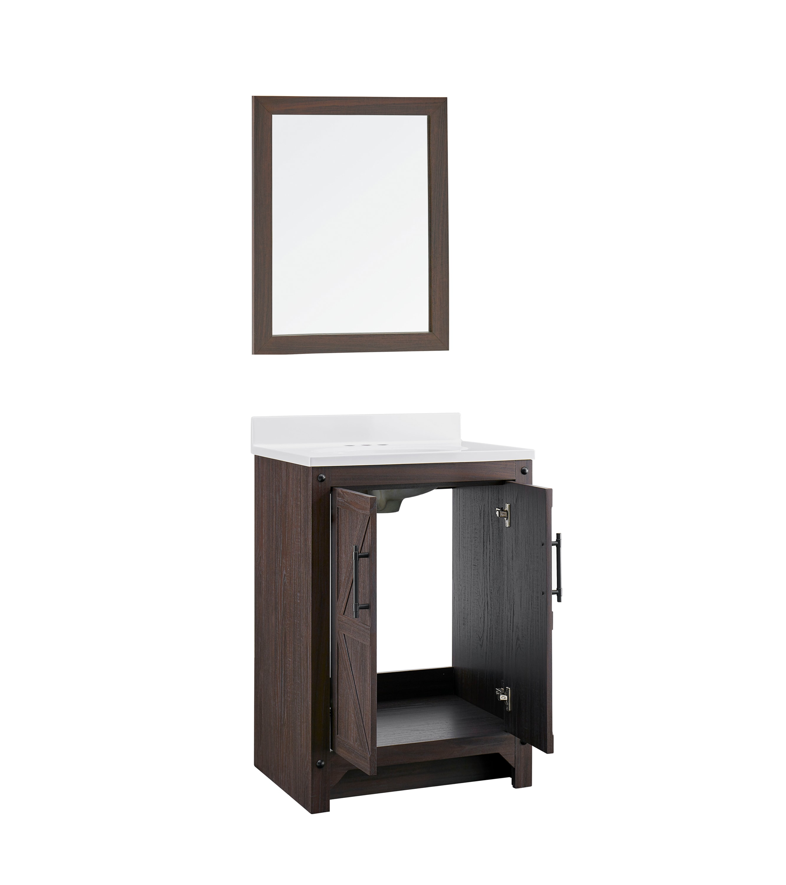 Style Selections 24 In Weathered Brown Single Sink Bathroom Vanity With   17543552 