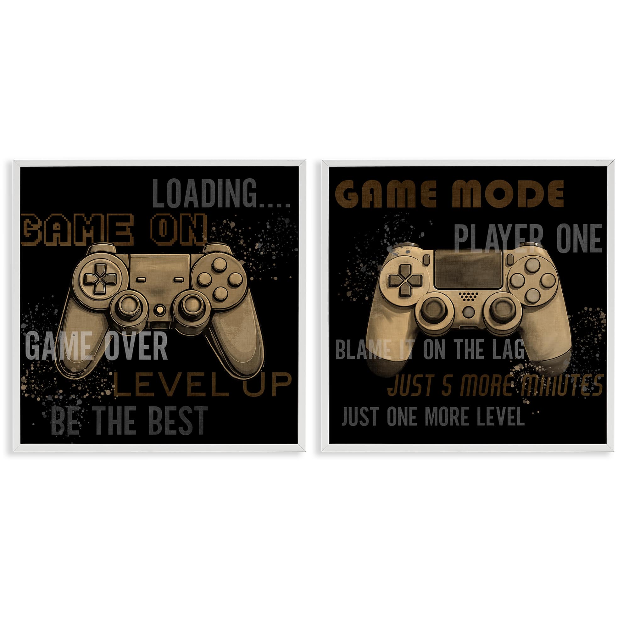 Stupell Industries B2-804-WFR-2PC-12X12 Vintage Game Controls and Phrases 2 Piece White Framed Giclee Art Set By Kim Allen 12 x 12
