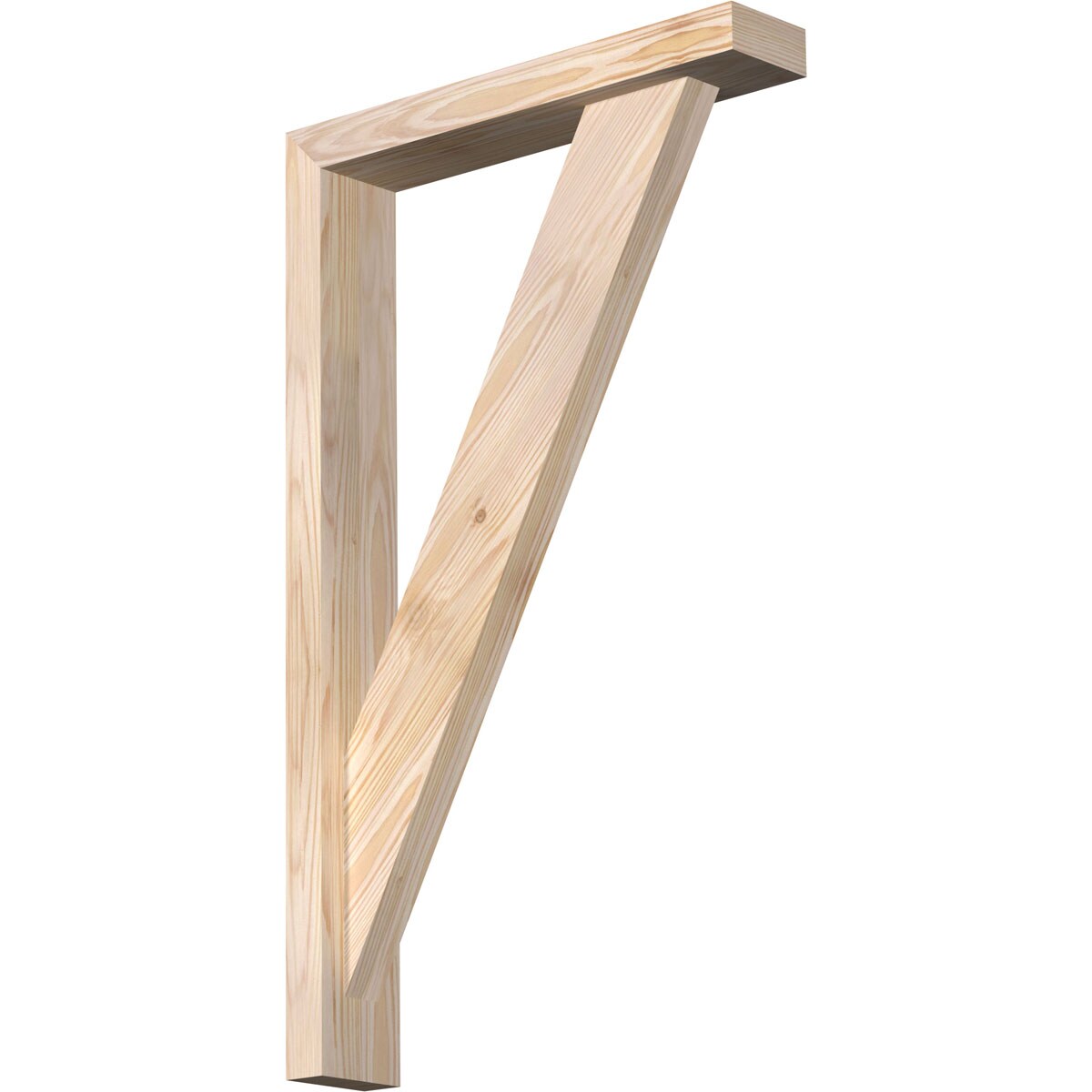 Ekena Millwork 1465015 Traditional Block Smooth Bracket with Offset Brace Douglas Fir Wood Standard Bracket