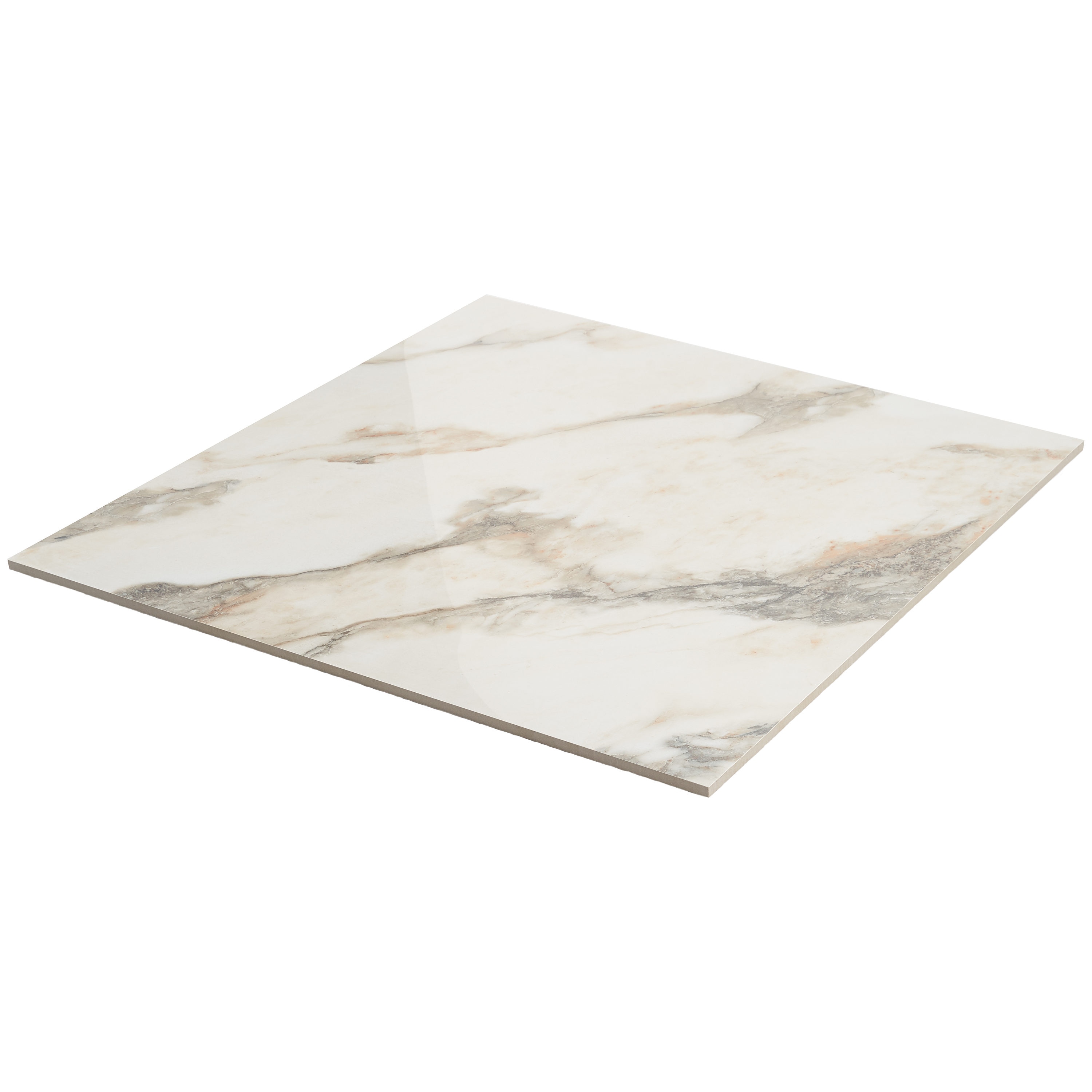 Saroshi 24" x 24" Polished White Marble Look Porcelain Tile