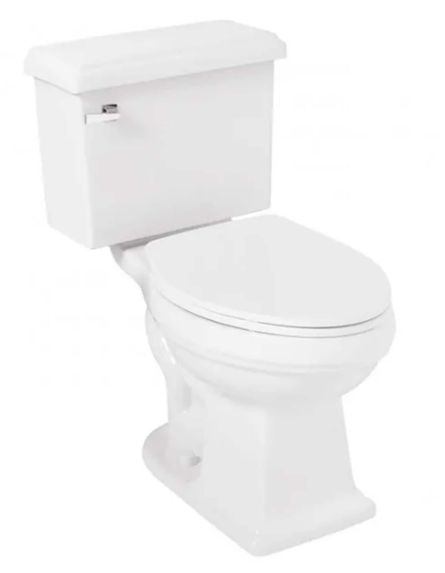 Signature Hardware 481684 Key West White Elongated Standard height Soft Close 2-piece Toilet 12-in Rough-In WaterSense 1.28 GPF