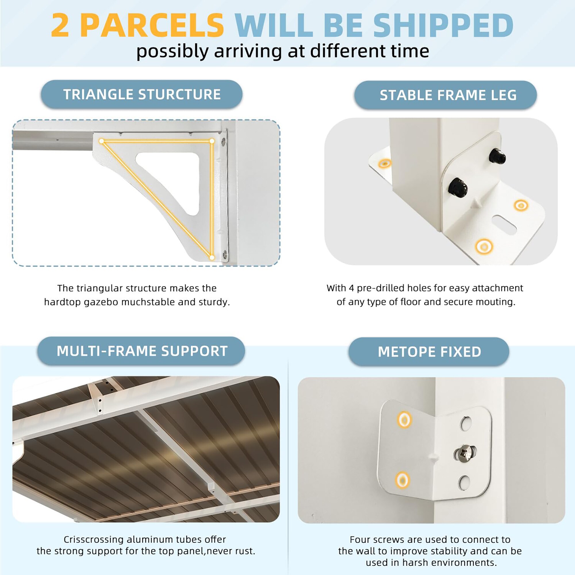 Clihome CL-16411WH Wood-Resin-Gazebos - View #8