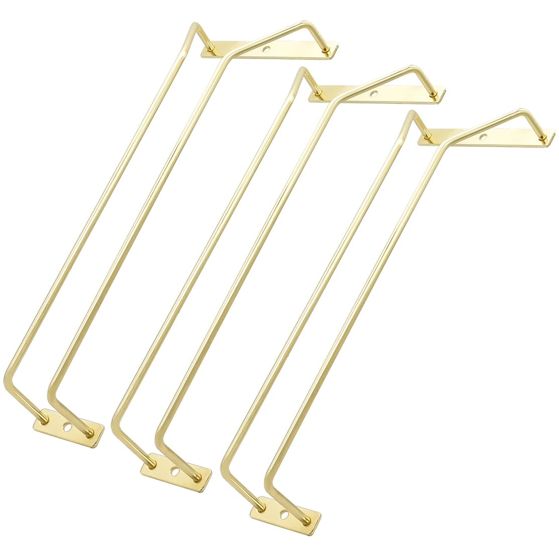 Aoibox  3 Set 12 in Gold Wine Glass Rack Under Cabinet Stemware Holder 4 27 x 2 in Kitchen Bar Hanging 12 Inch