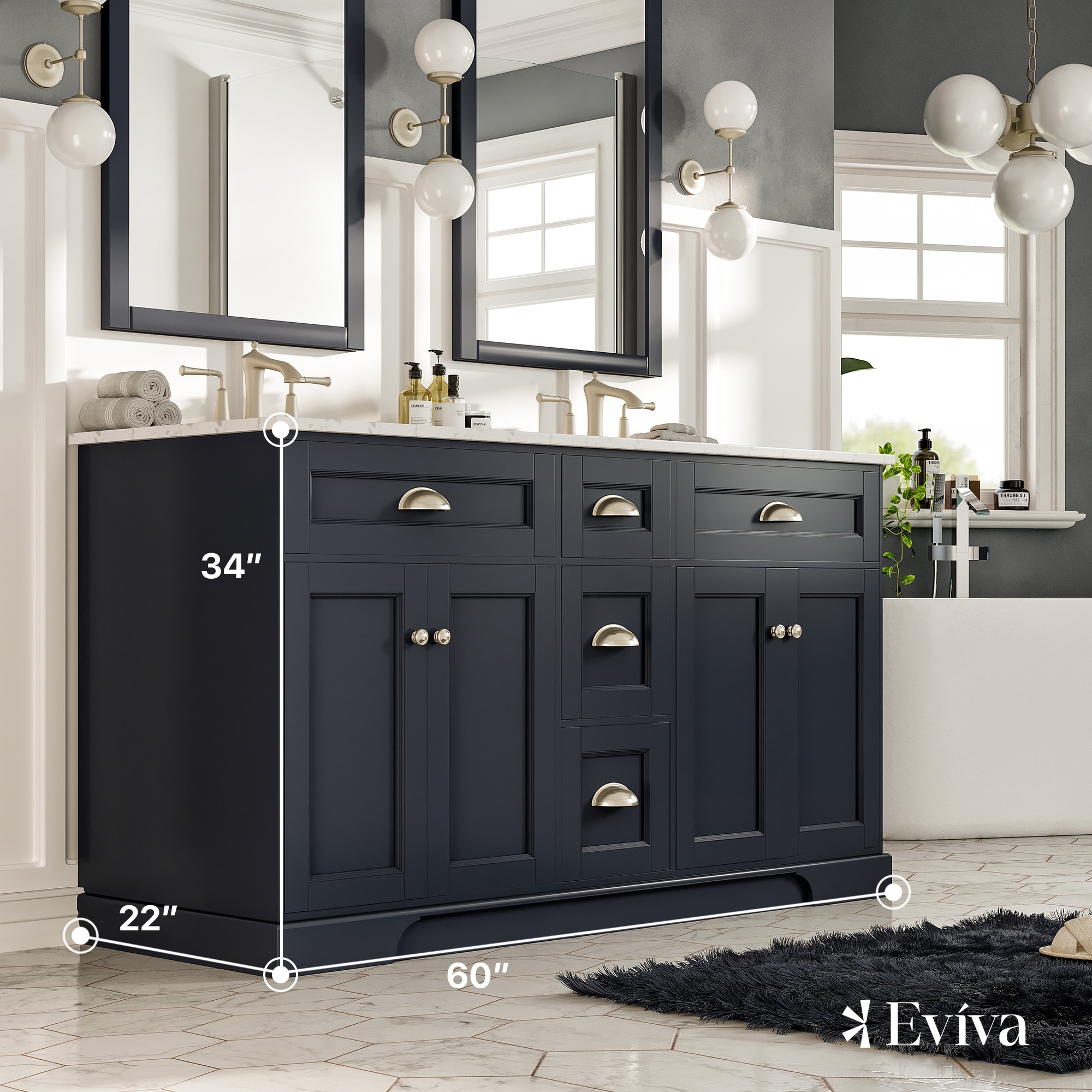 Eviva EVVN666-60CGR Bath-Vanity-Combo - View #2