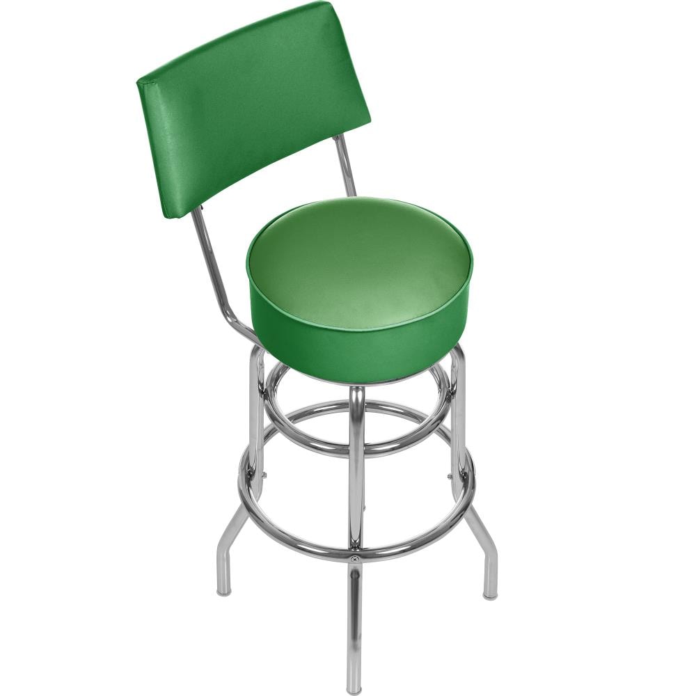 Trademark Gameroom 1100-GREEN Bar Stools with Backs Chrome Bar height Swivel Metal Bar Stool