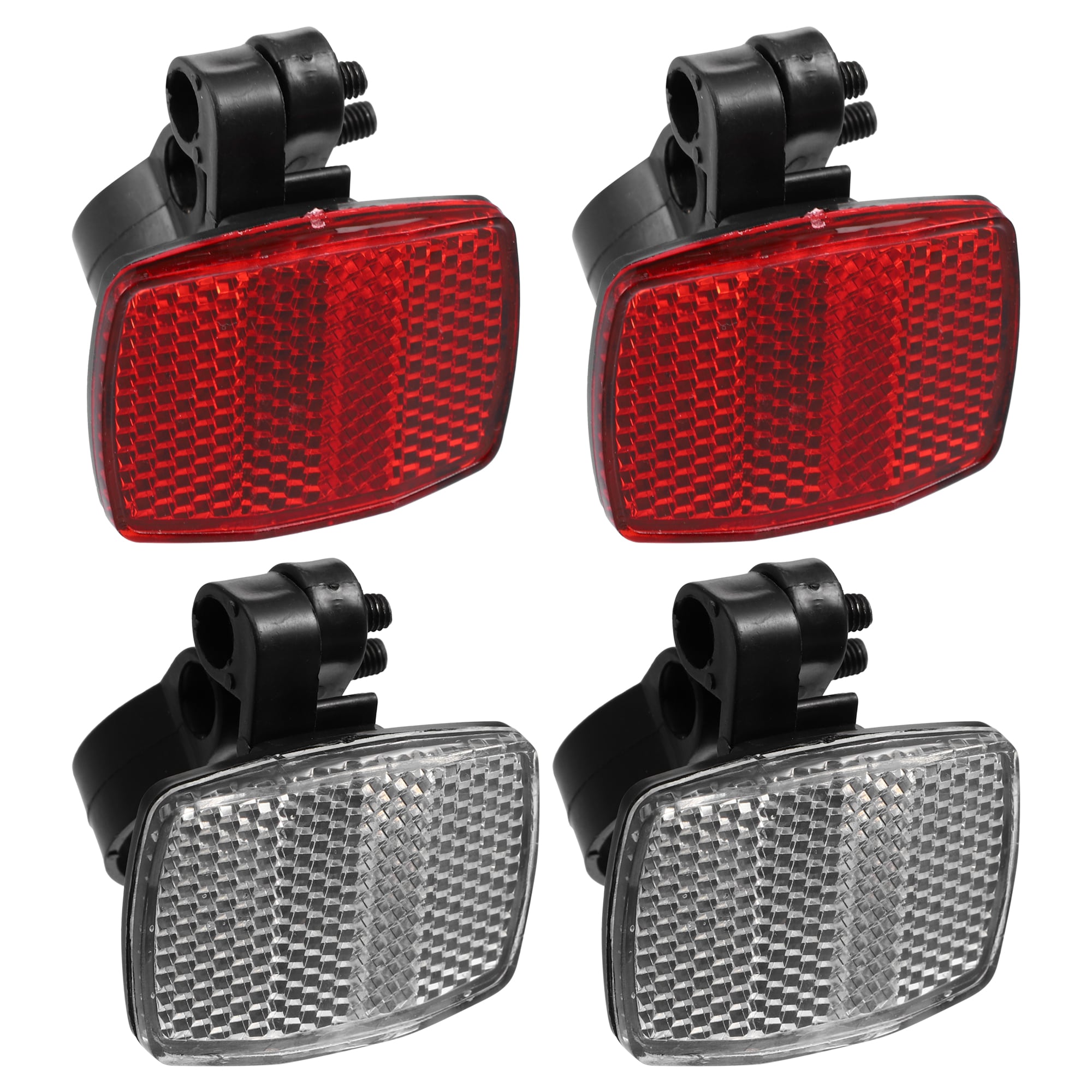 Unique Bargains 4pcs Bicycle Front Rear Reflector Kit Mountain Bike Safety Warning Reflectors for Handlebar Seatpost and Night Cycling Red and White