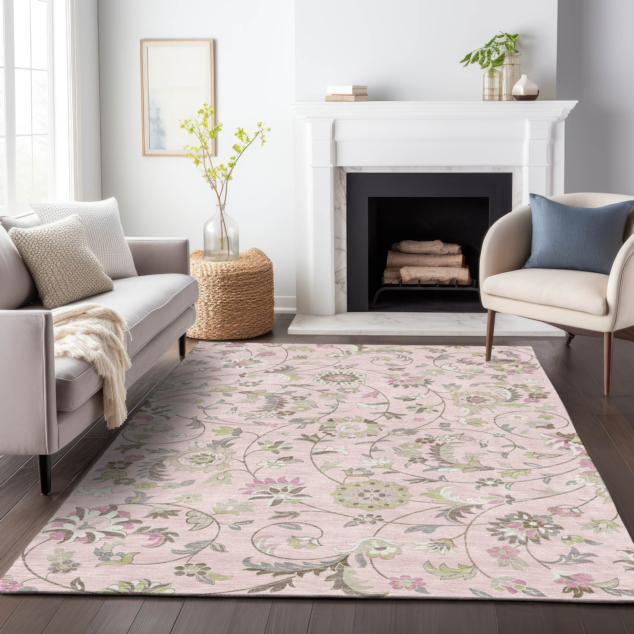 Addison Rugs ACN1006PI8X10 Chantille ACN1006PI 8 x 10 (ft) Polyester Pink Rectangular Indoor/Outdoor Geometric Machine washable Area rug