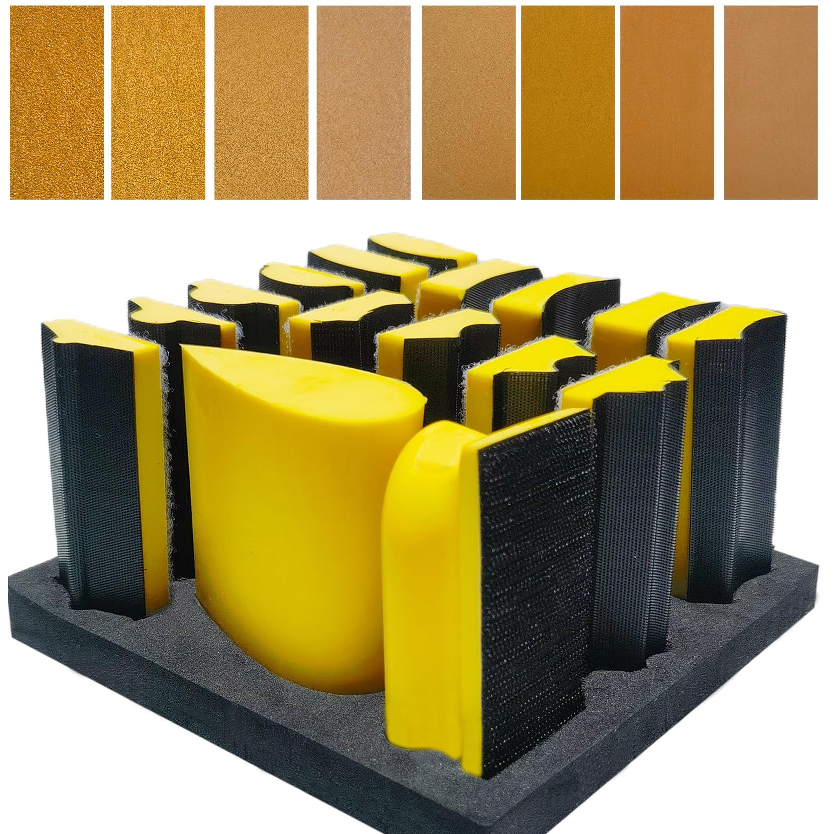 Etokfoks  56 Piece Hand Sanding Block Set with 16 Contoured Profile Sander Blocks and 40 Sheet Sandpaper Kit for Woodworking