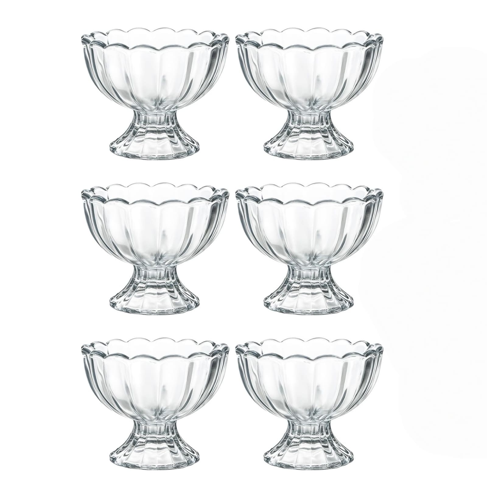 Wudkey 5 fl. oz. Clear Tulip Sundae Parfait Glass Dessert Bowls for Ice Cream Fruit Pudding and Snacks Set of 6