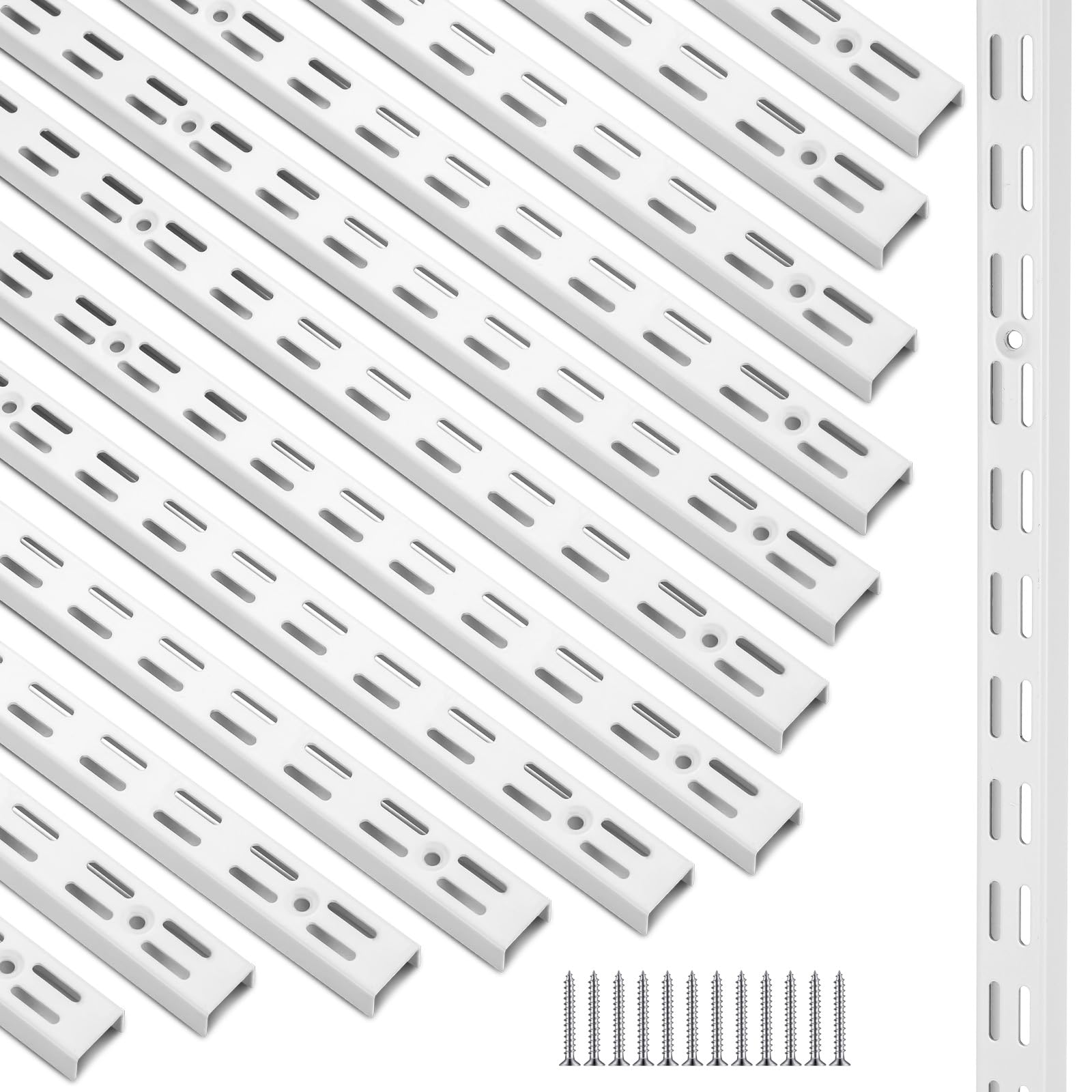 Aoibox  12 Pack 47 5 in Dual Track Upright Wall Shelving System with Twin Slot Rails and 72 Mounting Screws