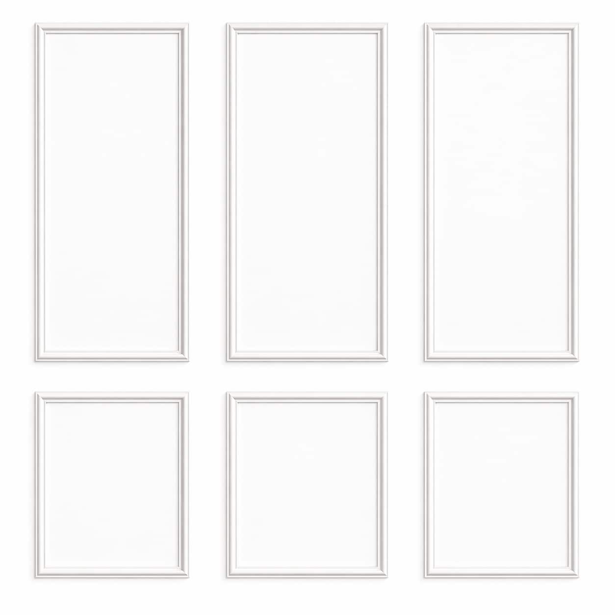 Aoibox  Peel and Stick Wall Molding Kit with Pre Cut Wainscoting Panels 54 x 24 in Ready to Install 6 Piece