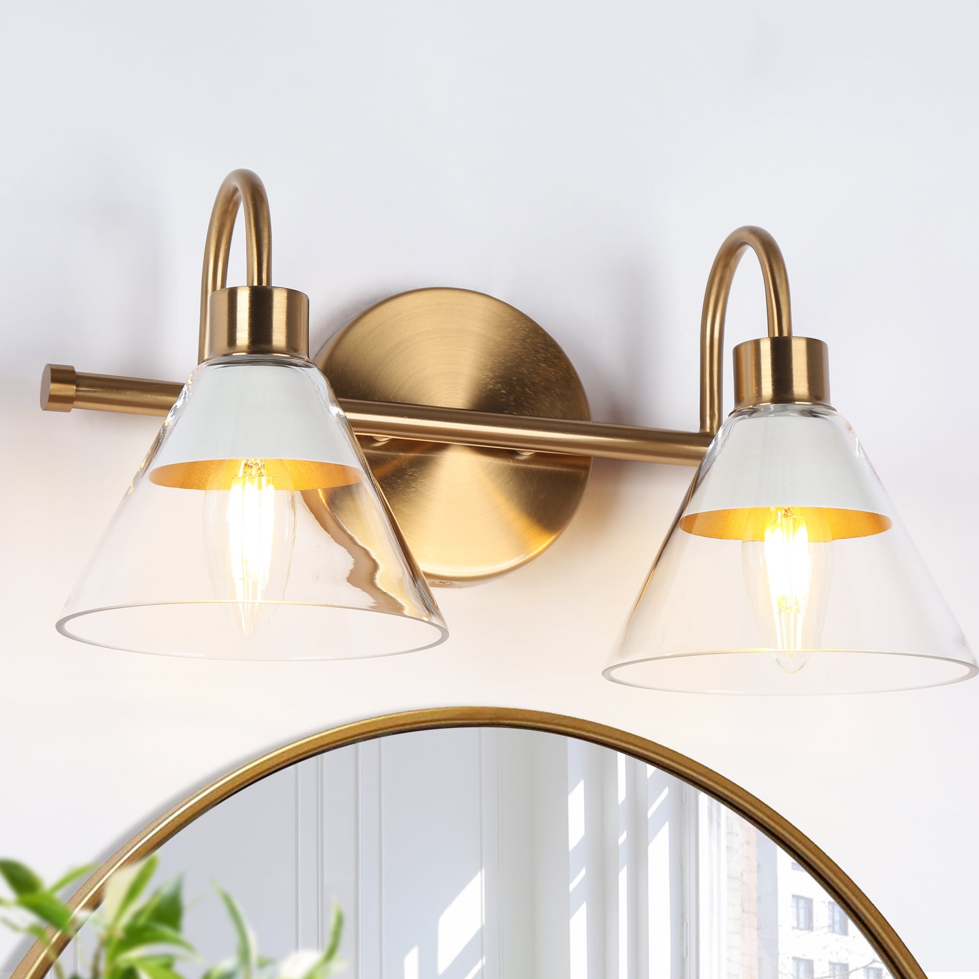 Uolfin QBMBZB-LWS233W2-G8 Transitional 13.5-in 2 -Light Satin Gold Modern/contemporary Vanity light bar