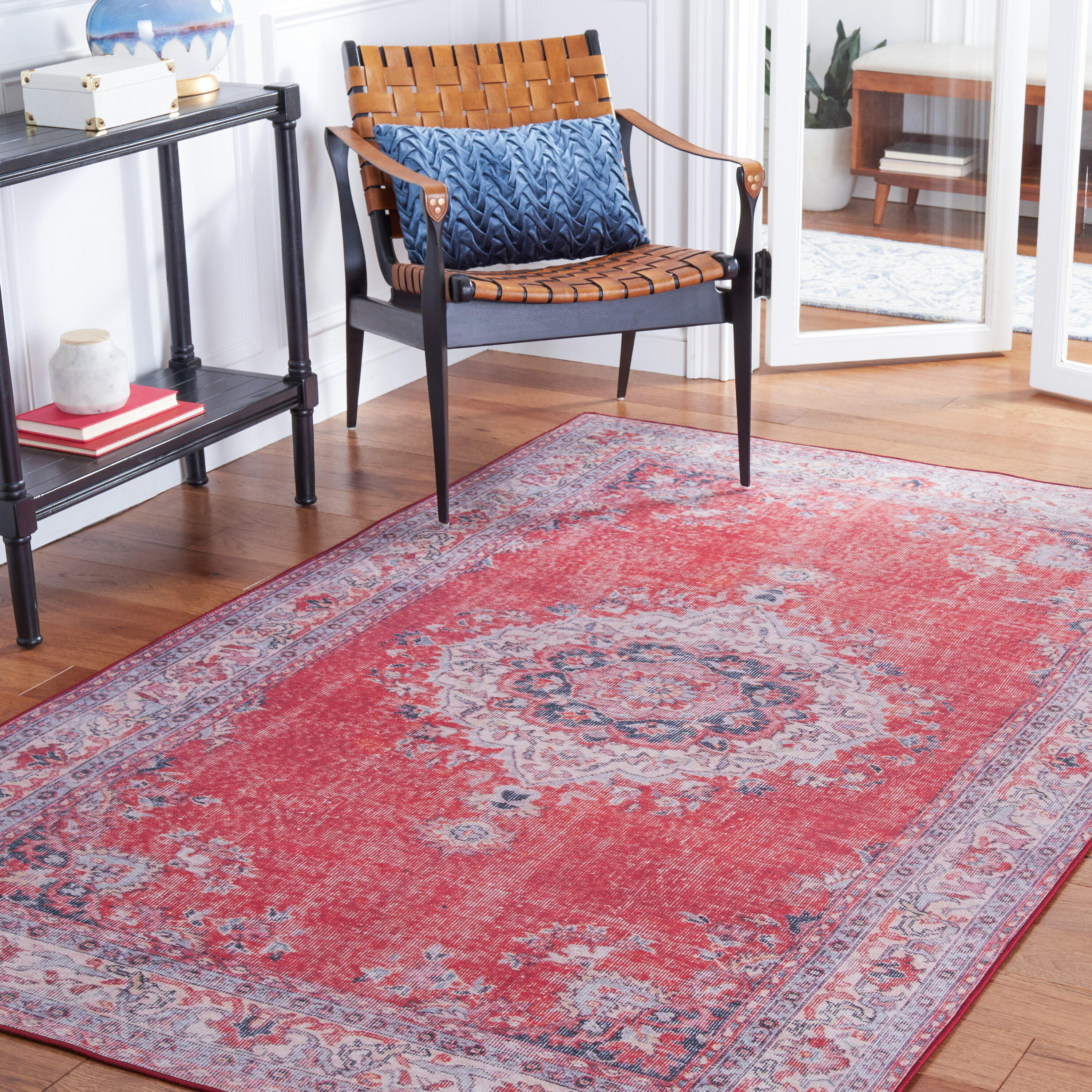 Tucson 140Q Red Beige Machine Washable/Slip Resistant 5ft x 8ft Traditional Rug
