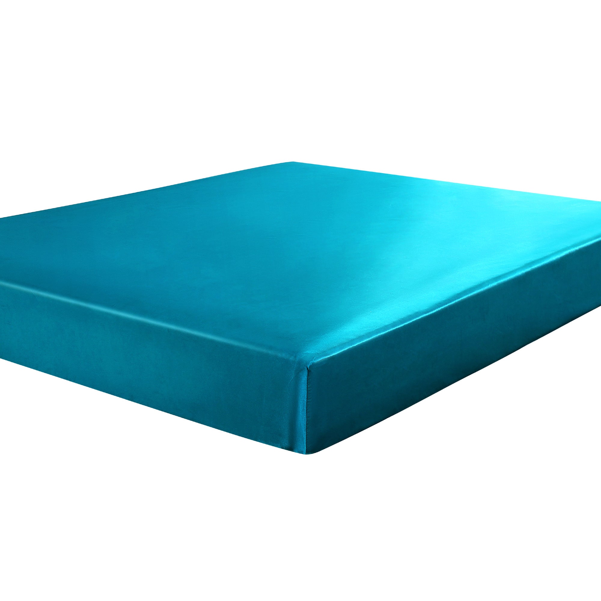 Unique Bargains Twin Fitted Sheet Only - Satin Silky Mattress Protector 12 Inch Deep Pocket Bed Mattress Cover - Soft and Breathable Satin Peacock Blue Fitted Bed Sheets 74 Inchx38 Inch