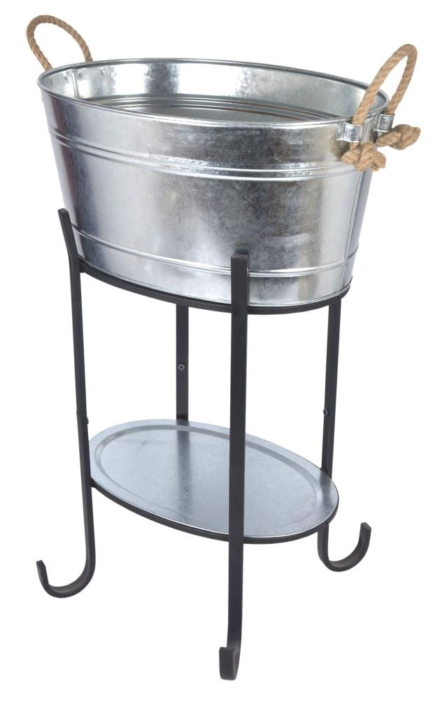 Oval Beverage Tub in Galvanized Metal with Tray and Stand in the Beverage  Coolers department at Lowes.com
