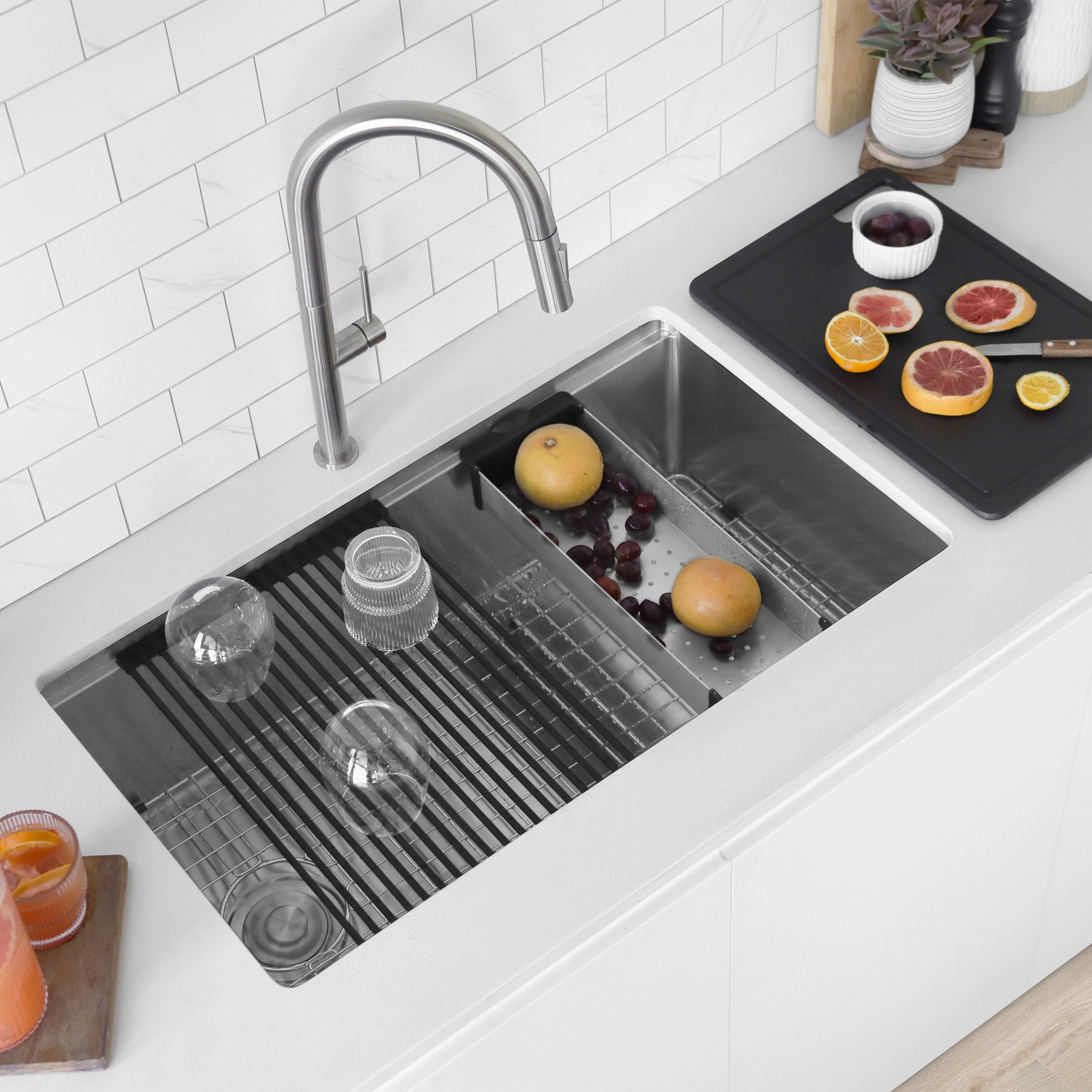 Versa33 Brushed Stainless Steel Single Bowl Undermount Kitchen Sink