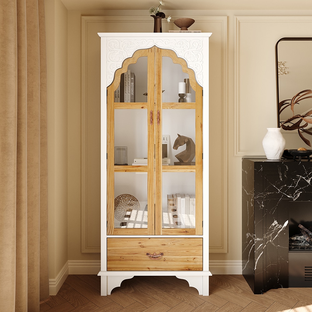 FUFU&GAGA Tall Display Cabinet Contemporary/Modern White Sideboard