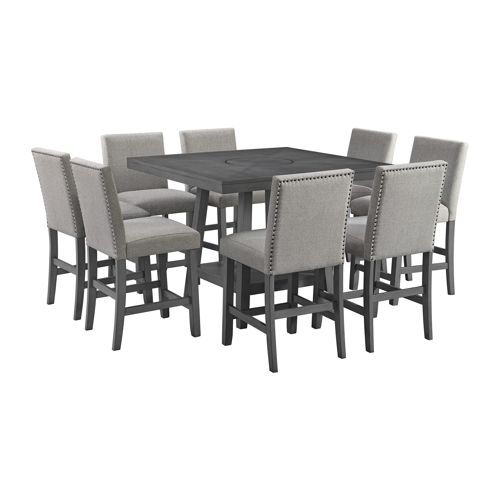 Picket House Furnishings D-7670-3-9PC Hester Grey Transitional Dining Room Set with Square Table ( Seats 8 )