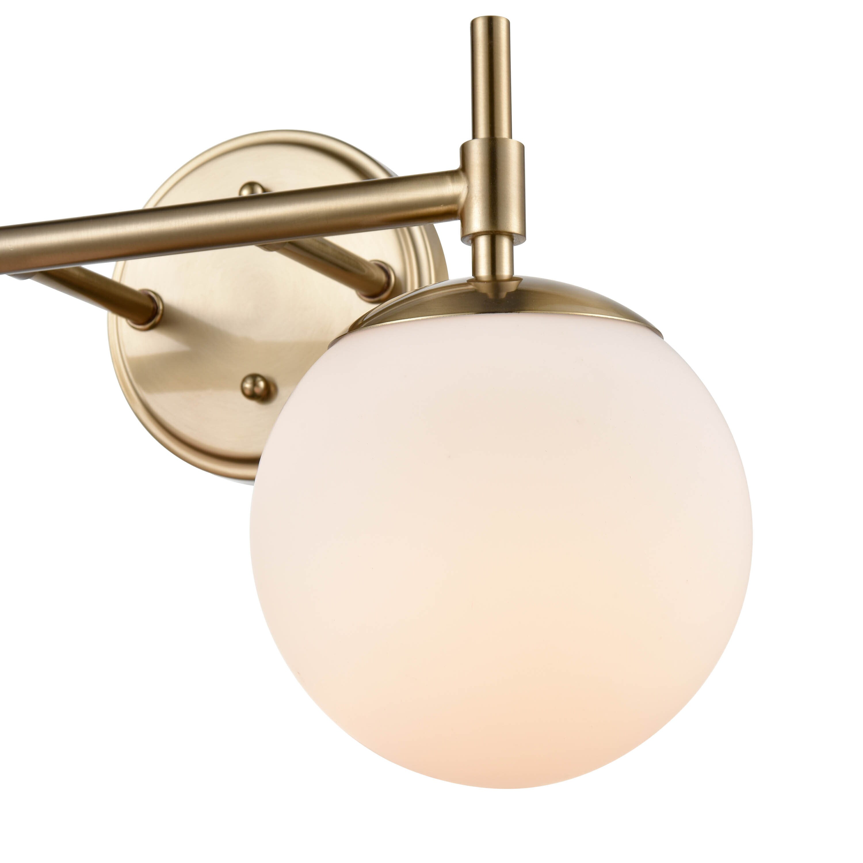 15.5" Modern Gold Dimmable Vanity Light with Opal Glass Shades