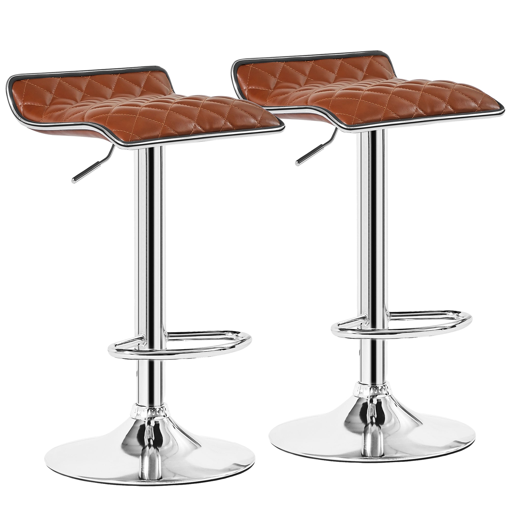 Vecelo LOE-C10-BRN Swivel Upholstered Adjustable Height Counter Stool with Metal Frame Bar Stools Set of 2